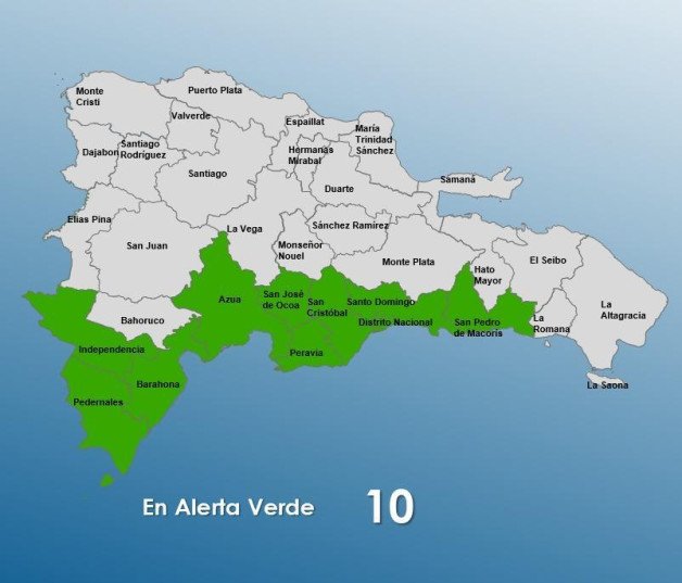 En alerta 9 provincias y al Distrito Nacional por vaguada