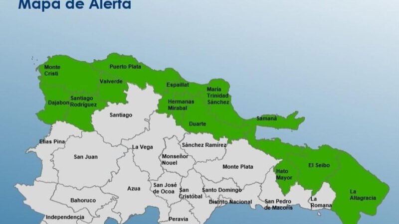 COE, 13 provincias en alerta verde