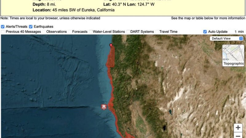 Alerta de tsunami en California después de fuerte sismo de magnitud 7