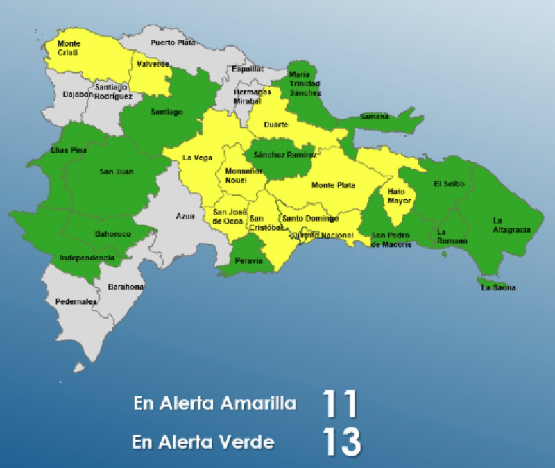 24 provincias en alerta por lluvias