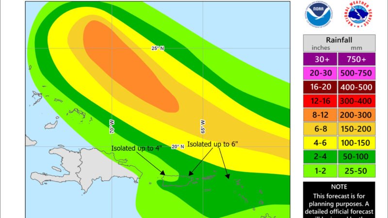 Se prevé que Erin solo traiga lluvias y fuerte oleajes a RD