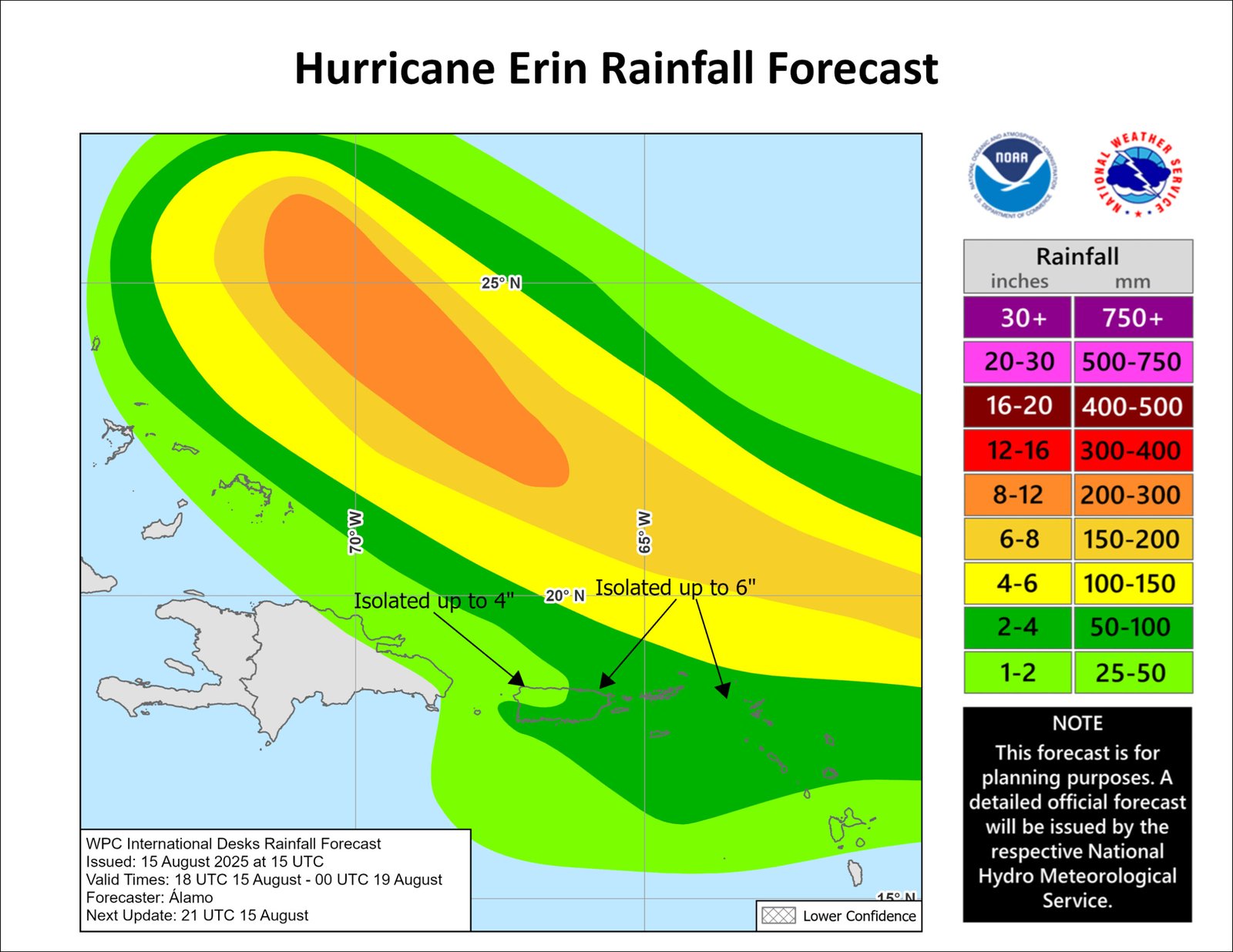 Se prevé que Erin solo traiga lluvias y fuerte oleajes a RD