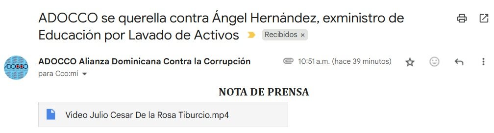 ADOCCO denuncia al exministro Ángel Hernández por presunto lavado de activos