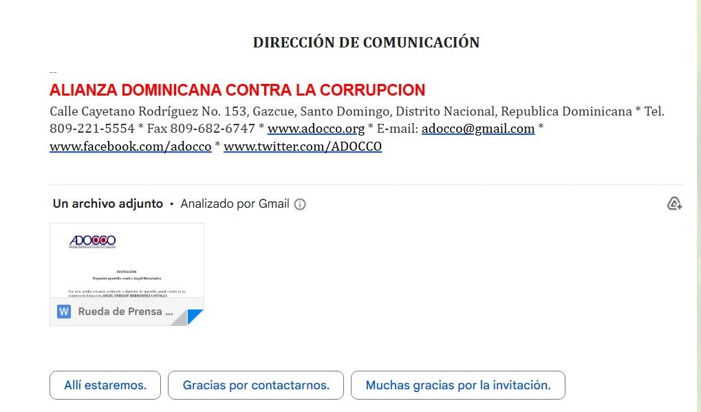 ADOCCO deposita querella penal contra exministro de Educación Ángel Hernández