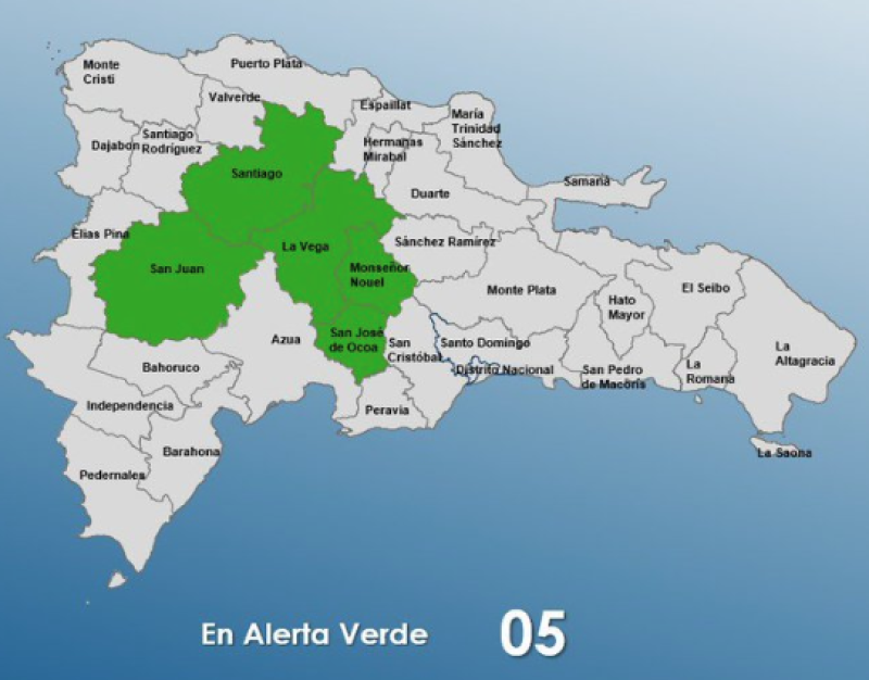 Alerta verde para cinco provincias por incidencia de vaguada