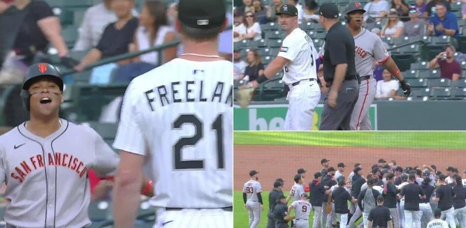 Rafael Devers desencadena en trifulca en partido entre Gigantes versus Rockies