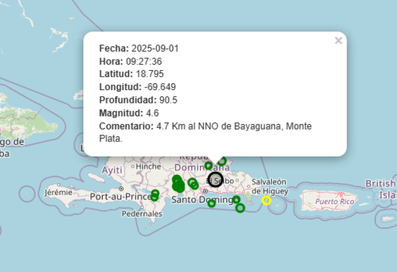 Temblor sacude la madrugada dominicana: Bayaguana despierta con sismo de magnitud 4.6
