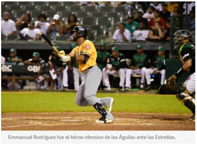 Emmanuel Rodríguez remolca 5 y las Águilas vencen por segunda noche corrida a las Estrellas