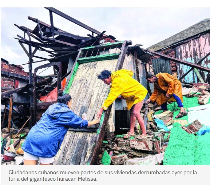 Melissa destroza a Cuba y toma rumbo hacia Bahamas