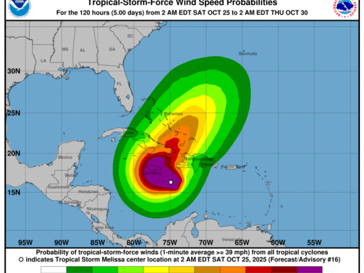 Melissa a punto de convertirse en huracán con vientos de 110 km/h y amenaza catastrófica