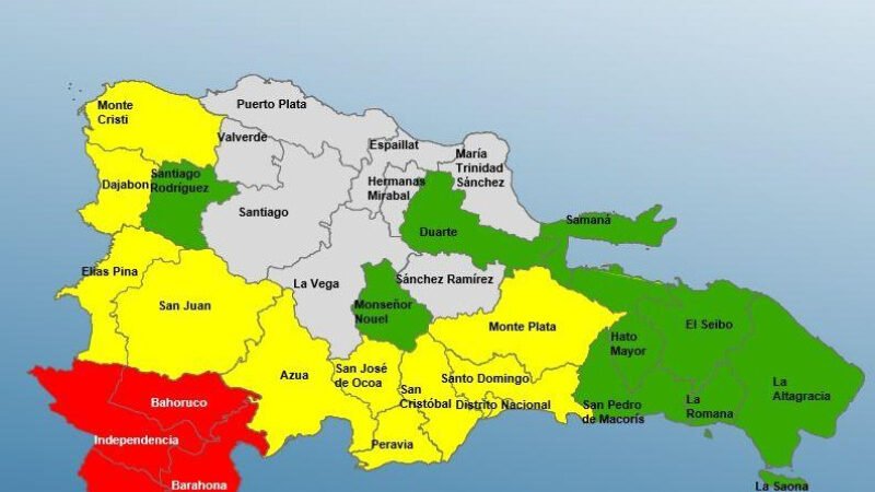 De alerta verde a amarilla por  la continuación de lluvias en el Gran Santo Domingo