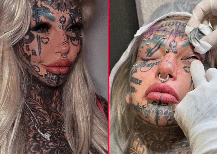 Mujer con el 96% de su cuerpo tatuado decide eliminarse los tatuajes del rostro para verse natural