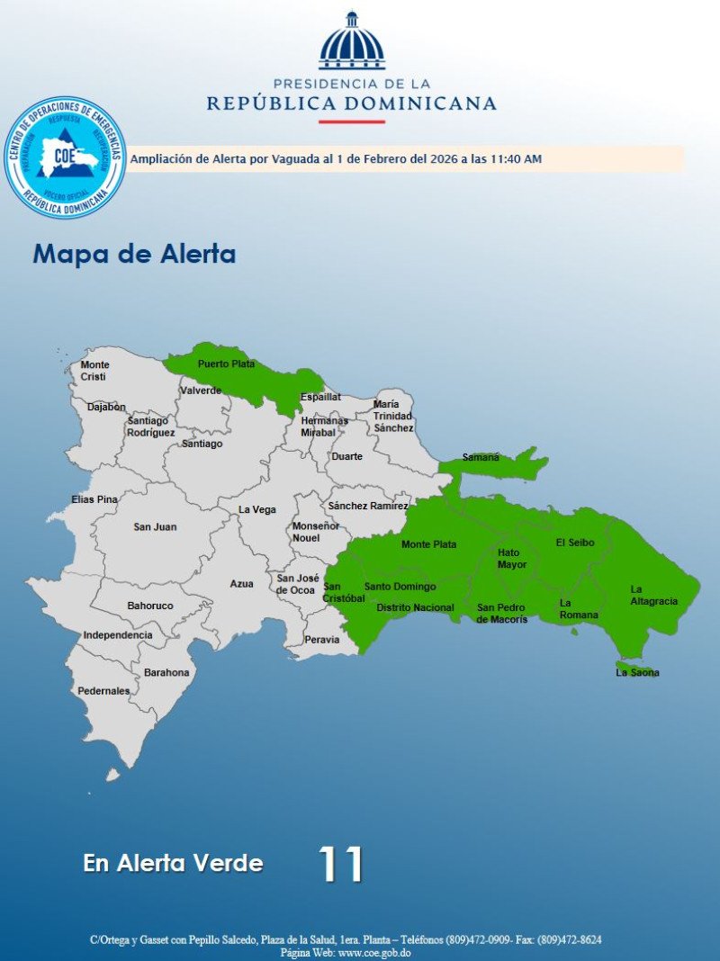 11 provincias en alerta verde por frente frío y vaguada