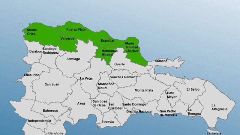 Seis provincias en alerta verde por efectos de vaguada