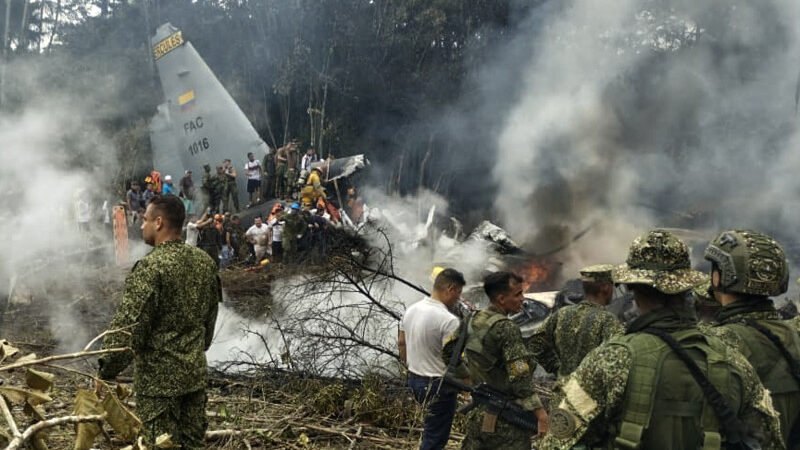 Avión militar  Colombiano llevaba 125 personas y 48 sobrevivieron
