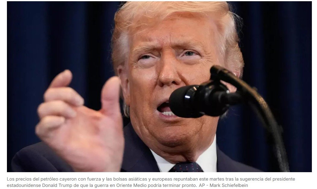 Cae el precio del petróleo y sube la bolsa tras el anuncio de Trump sobre un pronto fin de la guerra