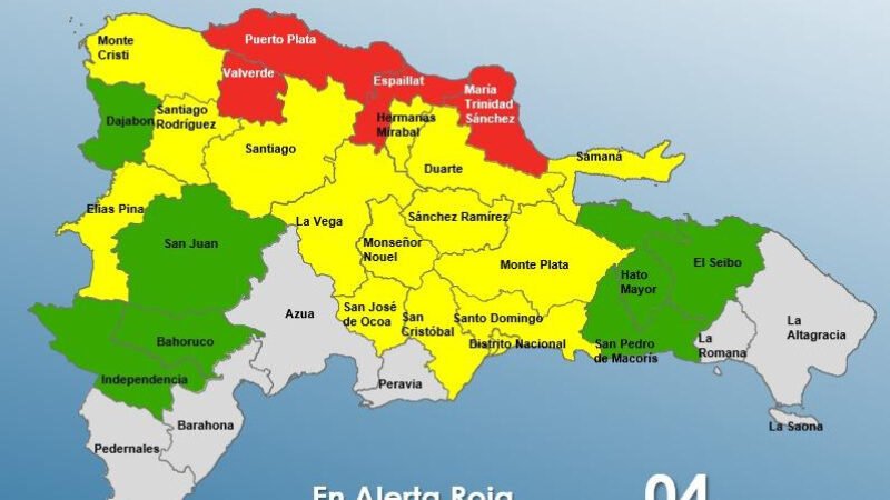 El Distrito Nacional y otras 22 provincias siguen en alerta amarilla