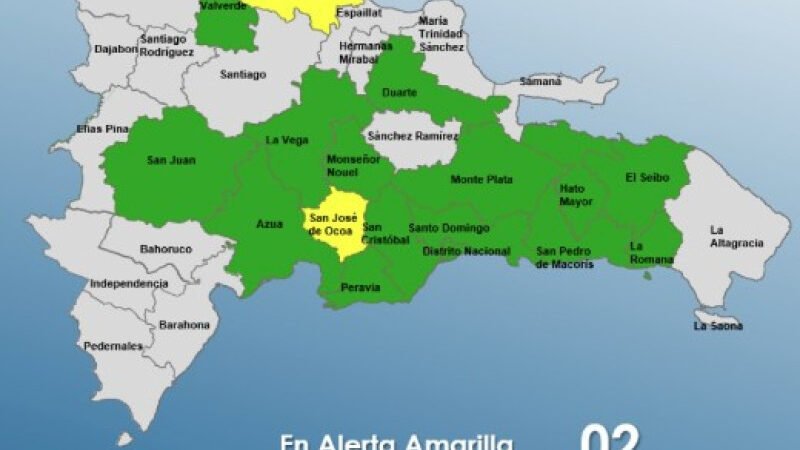 COE mantiene dos provincias en alerta amarilla y 15 en alerta verde