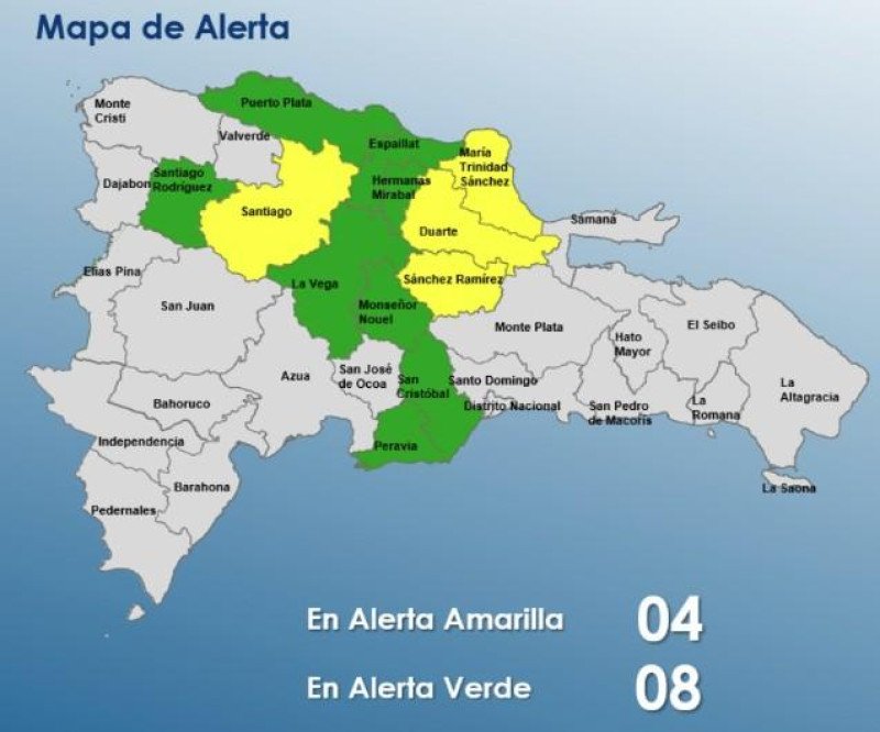 Alerta amarilla para cuatro provincias y ocho en verde