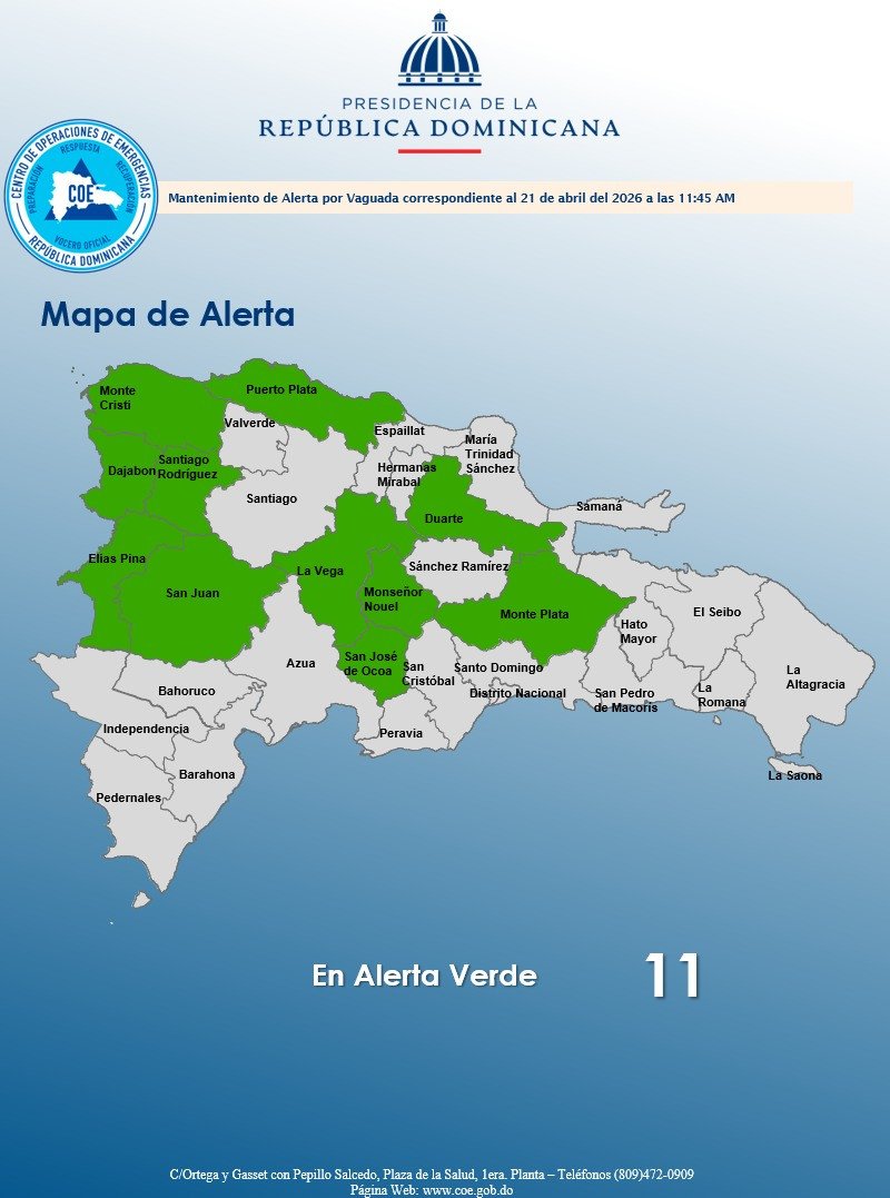 Hay 11 las provincias en alerta