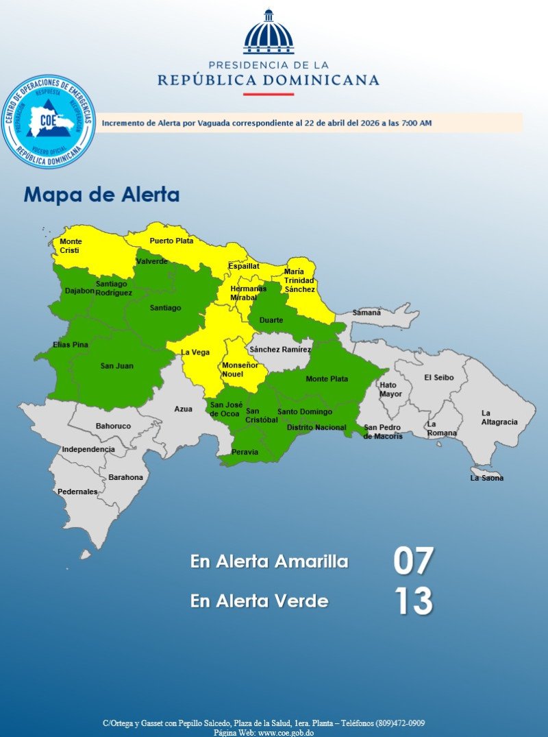 19 provincias en alerta por fuertes lluvias