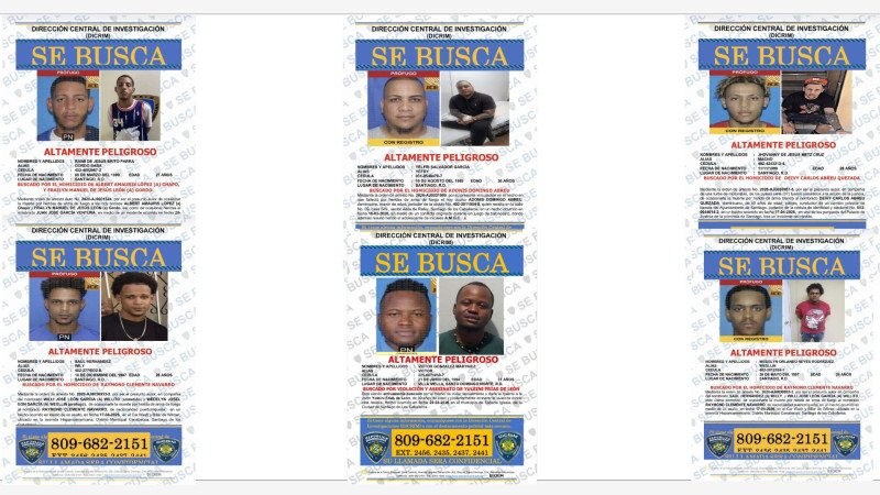 Los seis fugitivos en la lista de la Policía Nacional