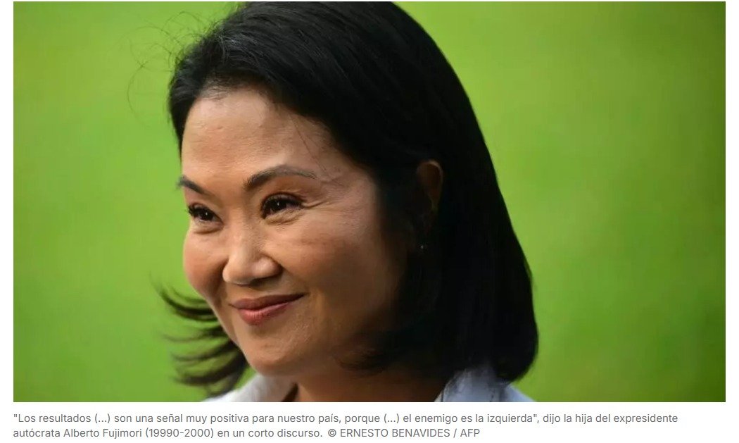 Perú: hacia una segunda vuelta entre Fujimori y López Aliaga