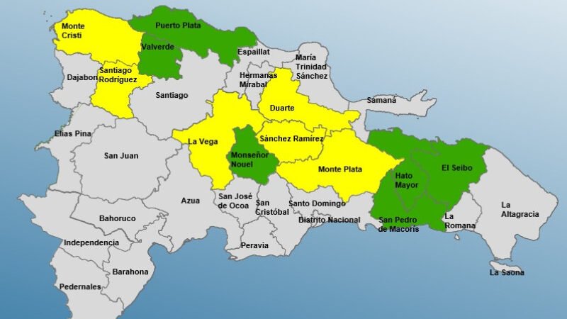 Disminuyen a seis las provincias en alerta amarilla