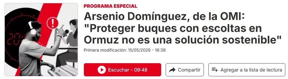 Arsenio Domínguez, de la OMI: «Proteger buques con escoltas en Ormuz no es una solución sostenible»