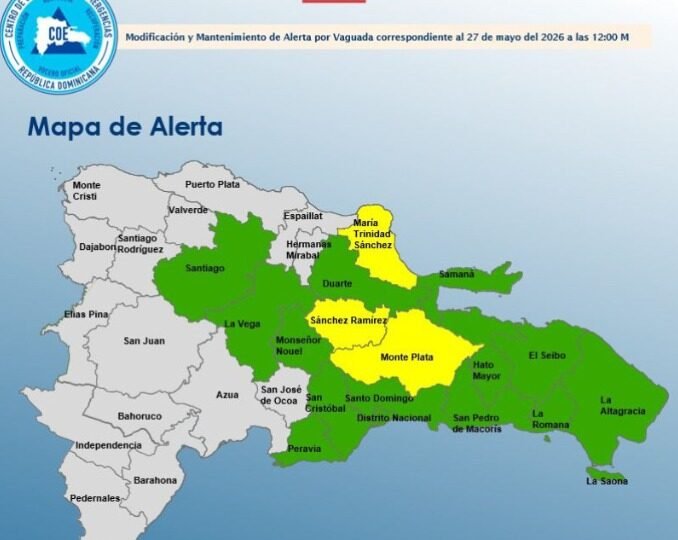 Alerta amarilla para 3 provincias  y 14 en verde por vaguada
