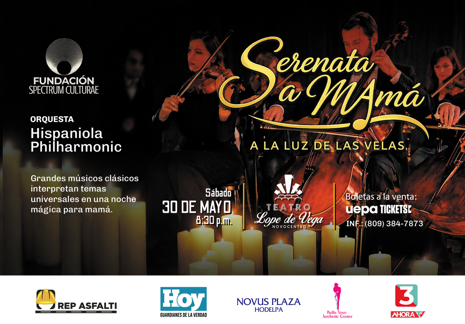 Serenata romántica a la luz de las velas en Santo Domingo