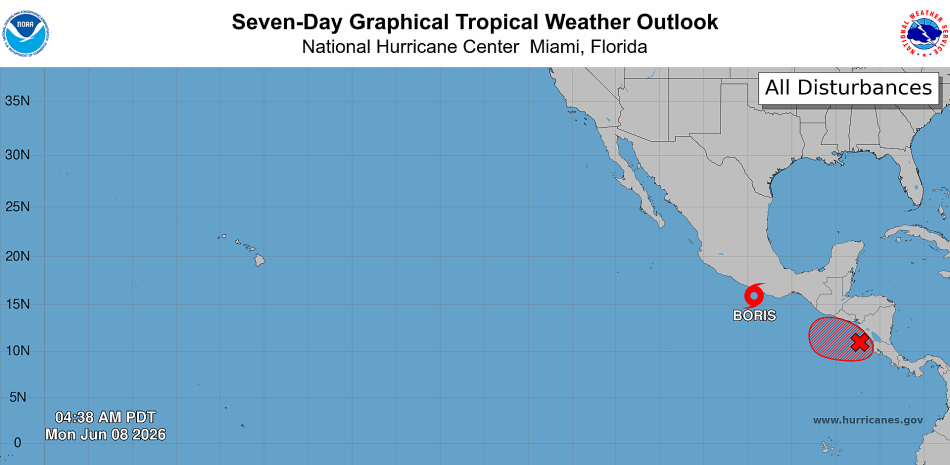 La tormenta tropical Boris provocará lluvias torrenciales en el sur y oeste de México