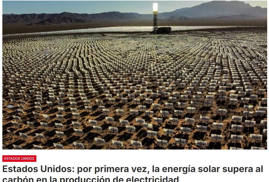 La energía solar ha superado al carbón en la producción de electricidad en Estados Unidos