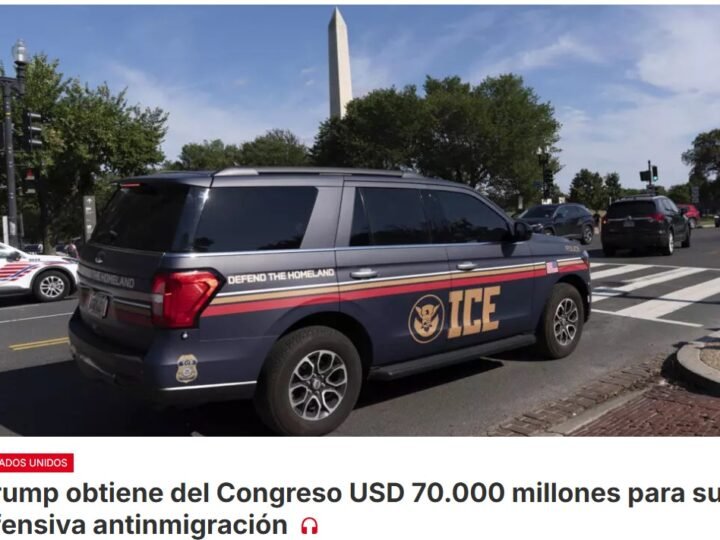 El Congreso de Estados Unidos aprueba un proyecto de ley de 70.000 millones de dólares para la ofensiva migratoria del presidente Donald Trump para el resto de su mandato.