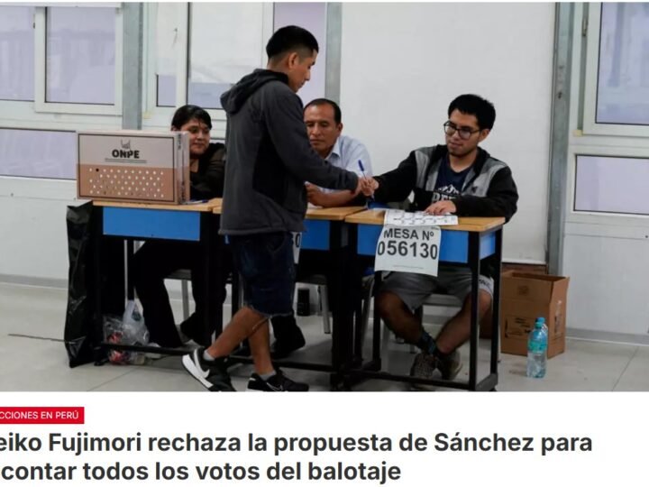 Roberto Sánchez, propone recontar las papeletas de la segunda vuelta de las elecciones