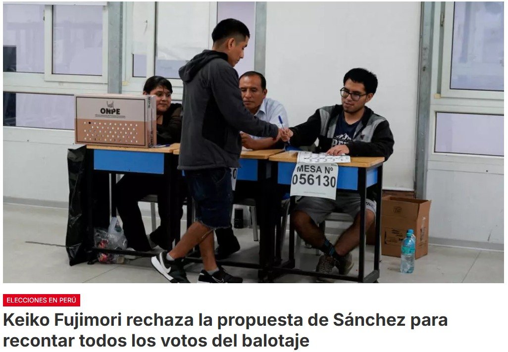 Roberto Sánchez, propone recontar las papeletas de la segunda vuelta de las elecciones