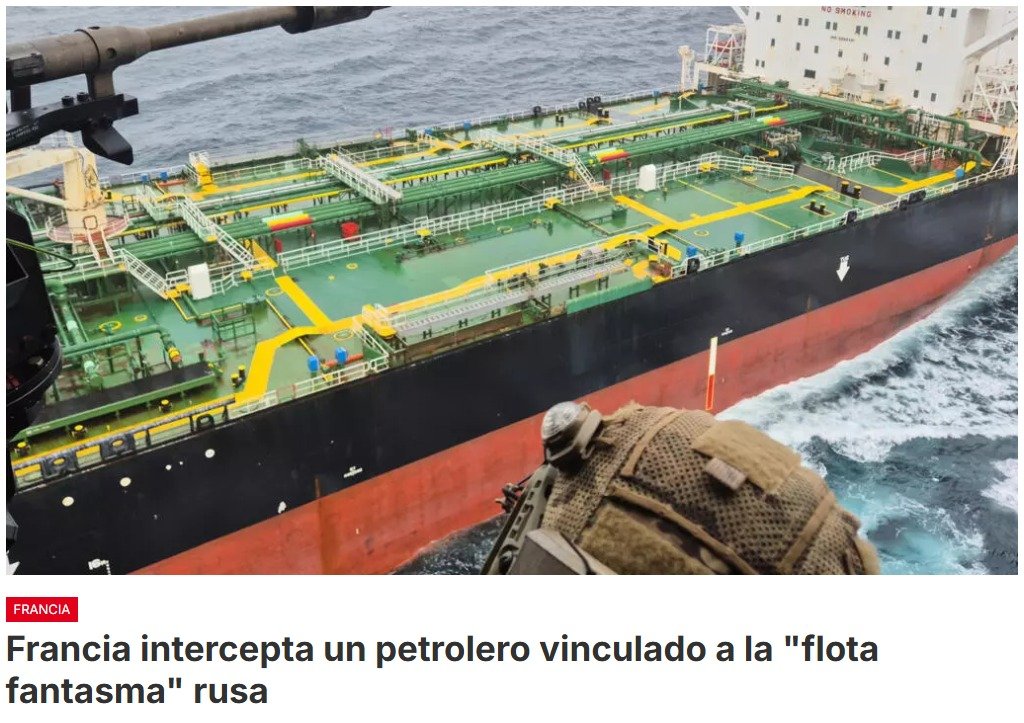 Emmanuel Macron, anuncia la interceptación en el océano Atlántico de un petrolero sancionado por la Unión Europea  procedente de Rusia