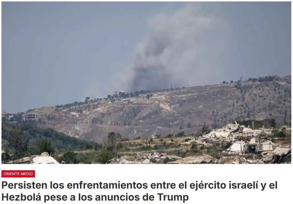 Israel y Hezbolá continúan sus enfrentamientos  a pesar del anuncio del presidente estadounidense, Donald Trump