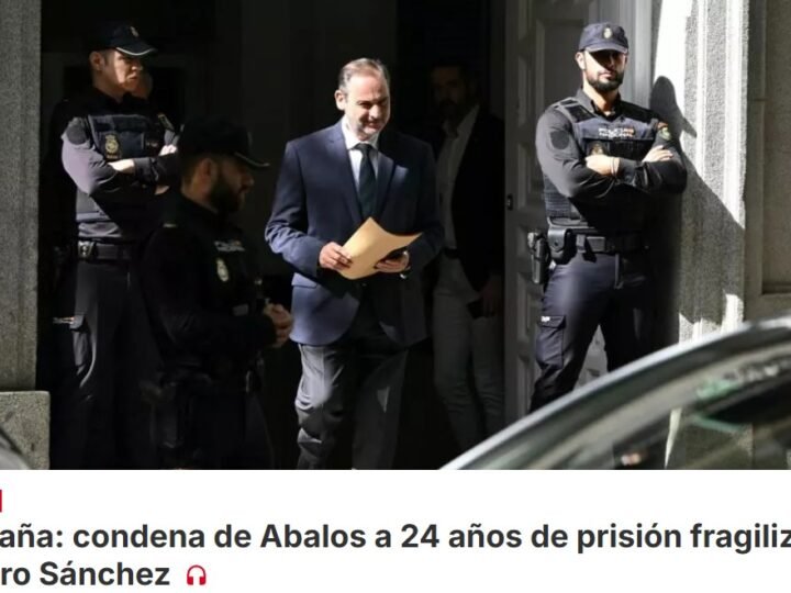 Exministro de Transportes José Luis Ábalos condenado a 24 años de cárcel por corrupción, en un fallo que debilitaría al presidente del Gobierno en el tramo final de la legislatura