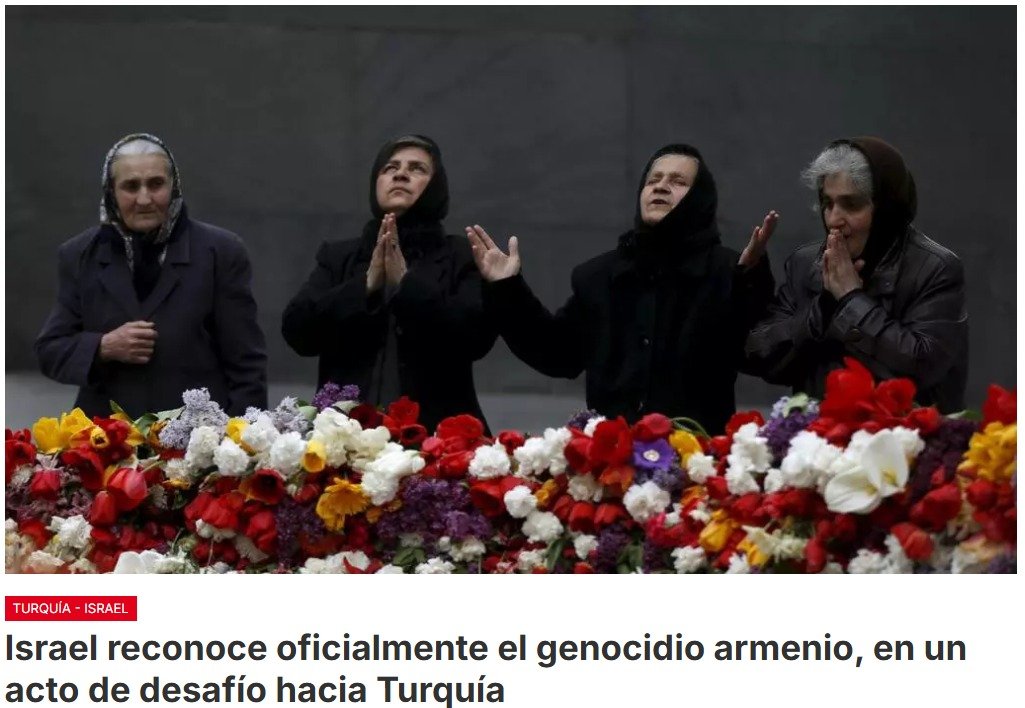 El gobierno israelí aprueba por unanimidad el reconocimiento del genocidio armenio, término que Ankara rechaza