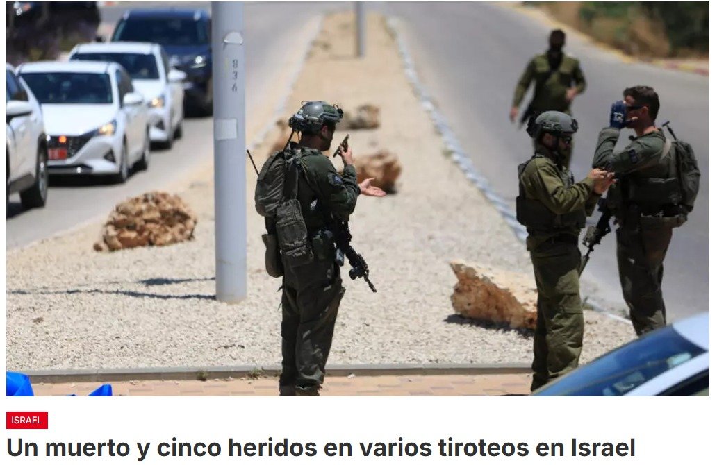 Una persona mure y otras cinco resultan heridas en varios tiroteos en Israel este domingo