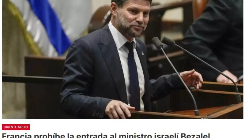 El ministro francés de Relaciones Exteriores, Jean-Noël Barrot, anunció en X «nuevas sanciones contra los responsables de la intensificación de la colonización y la violencia en Cisjordania»