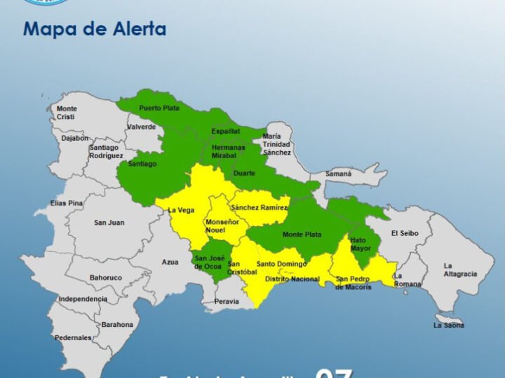 Mas alerta amarilla para el Gran Santo Domingo y otras 5 provincias