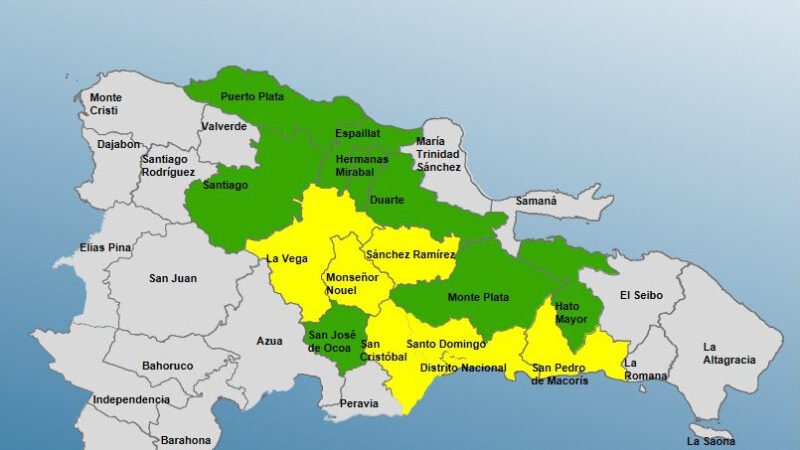 Mas alerta amarilla para el Gran Santo Domingo y otras 5 provincias