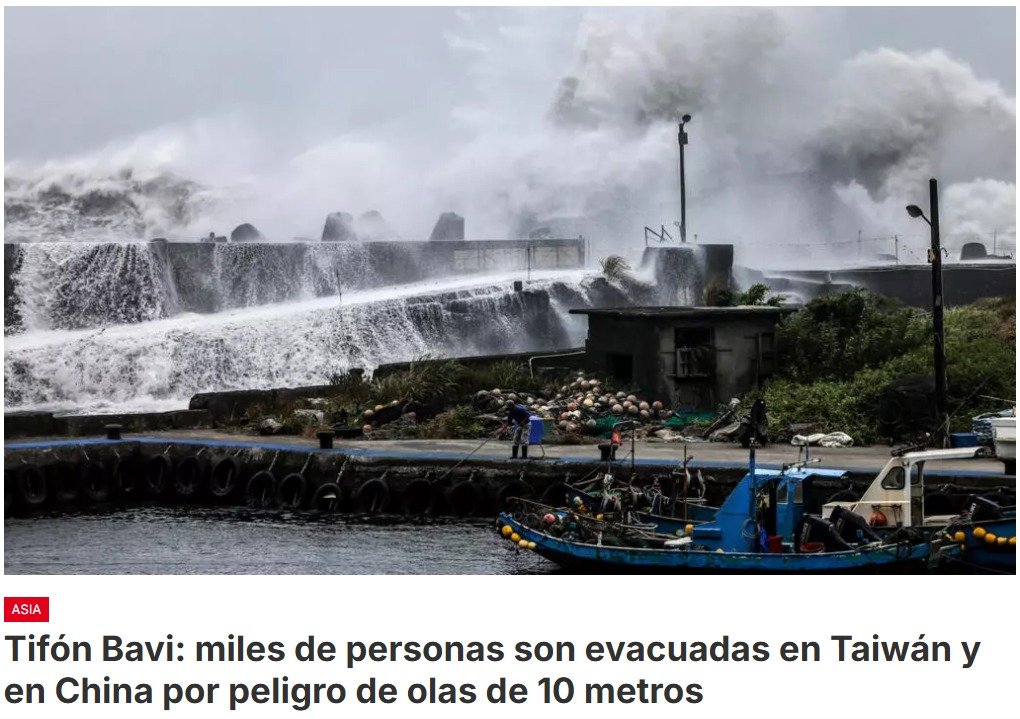 Llegan a Taiwán olas de 10 metros donde más de 14 000 personas son evacuadas de sus hogares