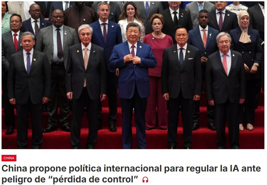 La Inteligencia Artificial ocupa el foco mundial con la celebración en Shanghai de su Conferencia Mundial. En el contexto de este foro se anuncia la creación de una alianza internacional para controlar la IA y reivindicar el papel de los países del Sur Global
