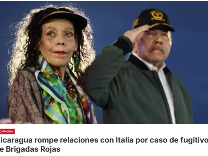 El gobierno de Nicaragua rompe relaciones con Italia ante críticas de dar refugio a Alessio Casimirri exmilitante de las Brigadas Rojas condenado por el asesinato del ex primer ministro italiano Aldo Moro en 1978