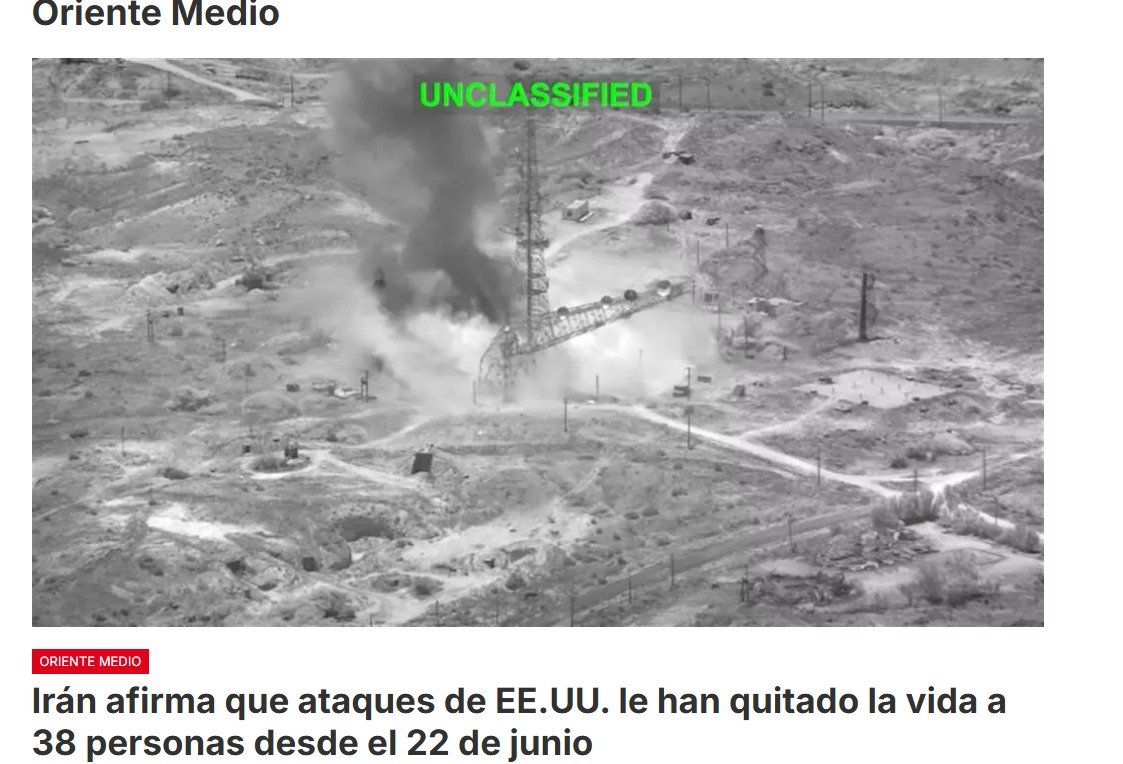 Irán afirma que 38 personas han mueren y más de 400 resultan heridas en los ataques que Estados Unidos ha lanzado contra su territorio desde el 22 de junio