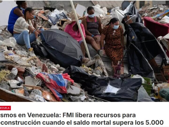 Tres semanas después del doble terremoto que ha deja más de 5.000 muertos en Venezuela, el Fondo Monetario Internacional (FMI) libera fondos para la reconstrucción de las zonas devastadas