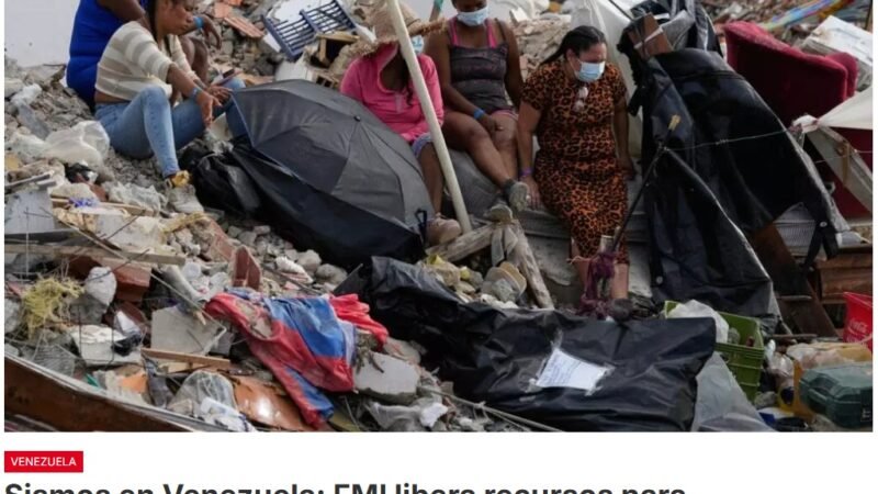 Tres semanas después del doble terremoto que ha deja más de 5.000 muertos en Venezuela, el Fondo Monetario Internacional (FMI) libera fondos para la reconstrucción de las zonas devastadas